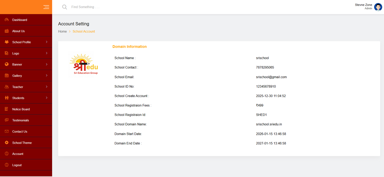 School Management Website