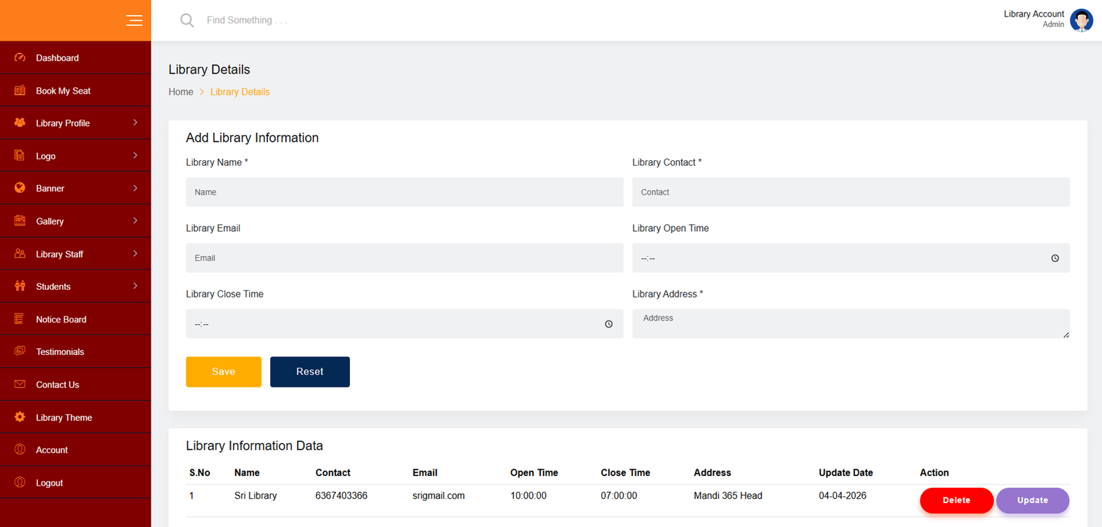 Library Management Website