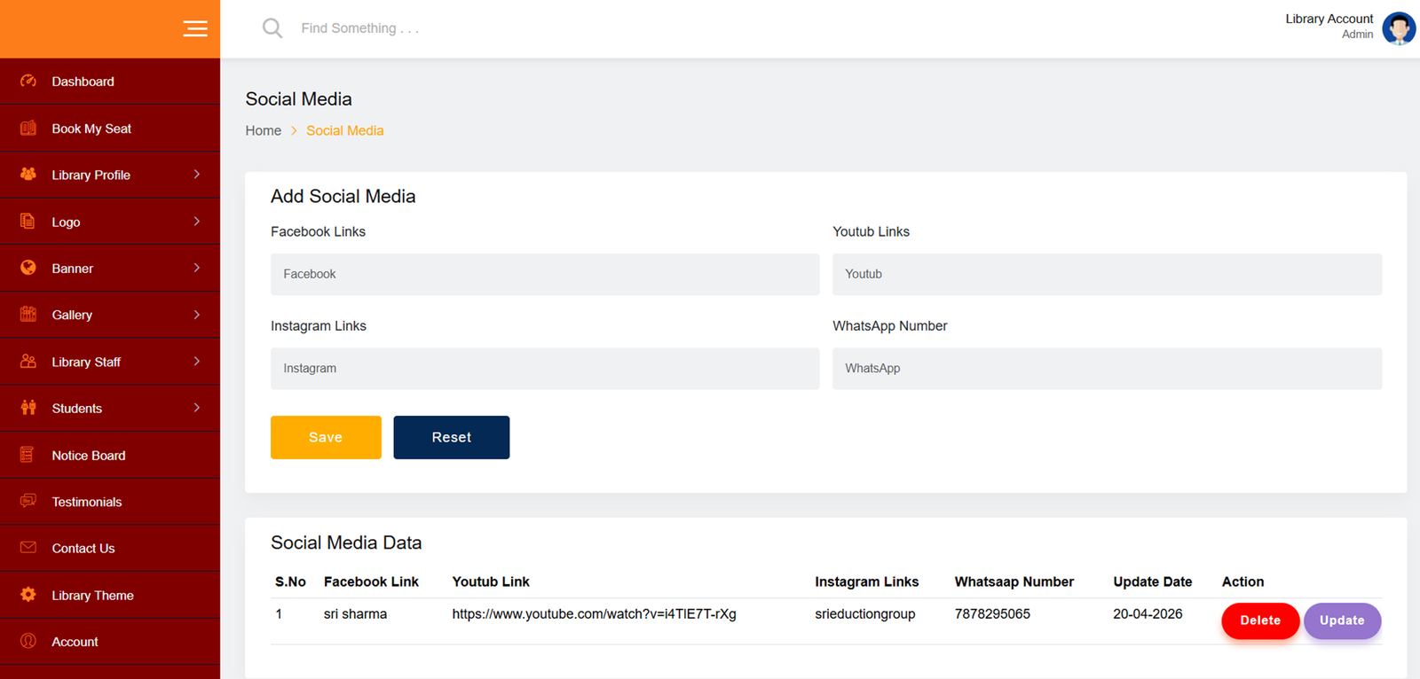Library Management Website